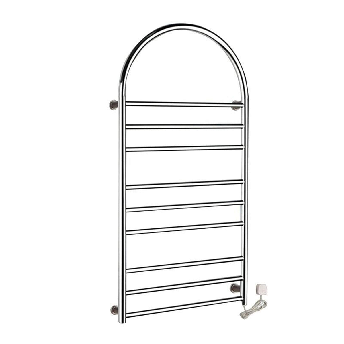 Towel Warmer 304 Stainless Steel Heated Towel Rail Radiator Energy Efficient 120W Wall-Mounted Electric Heated Towel Rack with 9 Heated Bars for Bathroom Plug in (Hardwired) (Plug in)