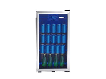 Danby DBC117A2BSSDB-6 117 Can Center, 3.1 Cubic Feet Freestanding Beverage Fridge for Basement, Dining, Living Room, Bar, Perfect Fridge for Beer, Pop, Water