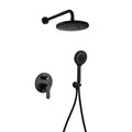 Shower System Black, Wall Mounted Bathroom Shower Faucet Set with High Pressure 8" Rain Shower Head and 5-Setting Handheld Shower Head Set