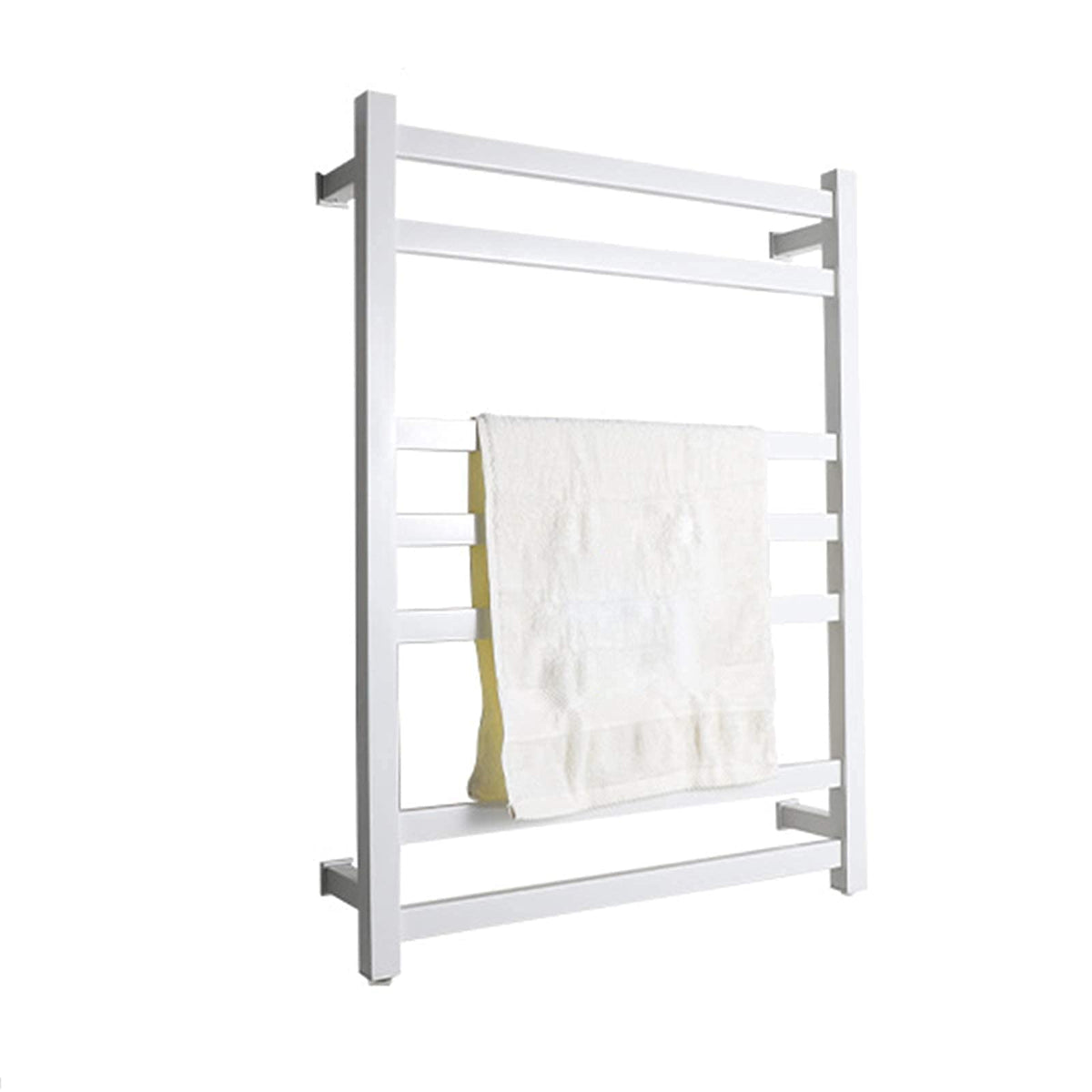 APUM Electric Towel Warmer Bathroom Radiator, Wall Mounted Electric Heated Towel Rack, 304 Stainless Steel Heated Towel Rail 7 Bar Bath Towel Heater (White Plug in)