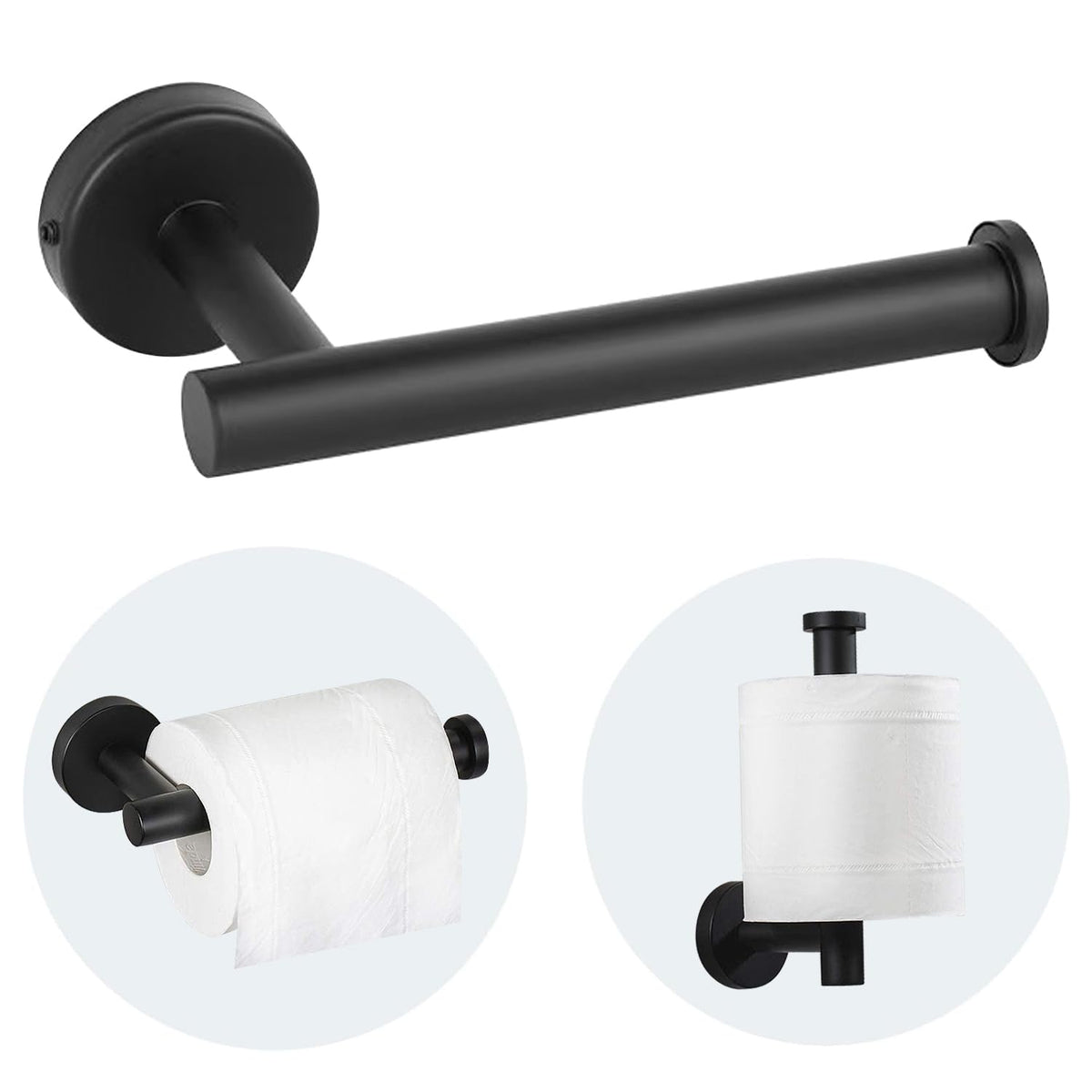 Toilet Paper Holder - SUS 304 Stainless Steel Toilet Paper Holder Wall Mount, Toilet Paper Roll Holder for Bathroom, Kitchen, Washroom - Matte Black