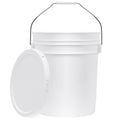 5-Gallon White Bucket Pail Container with Lid | Food Grade | Heavy-Duty 90MIL Extra Durable | Metal Handles with Plastic Grip for Easy Carrying | Multi-Use | Easy Stack and Store | BPA Free - 1 Pack