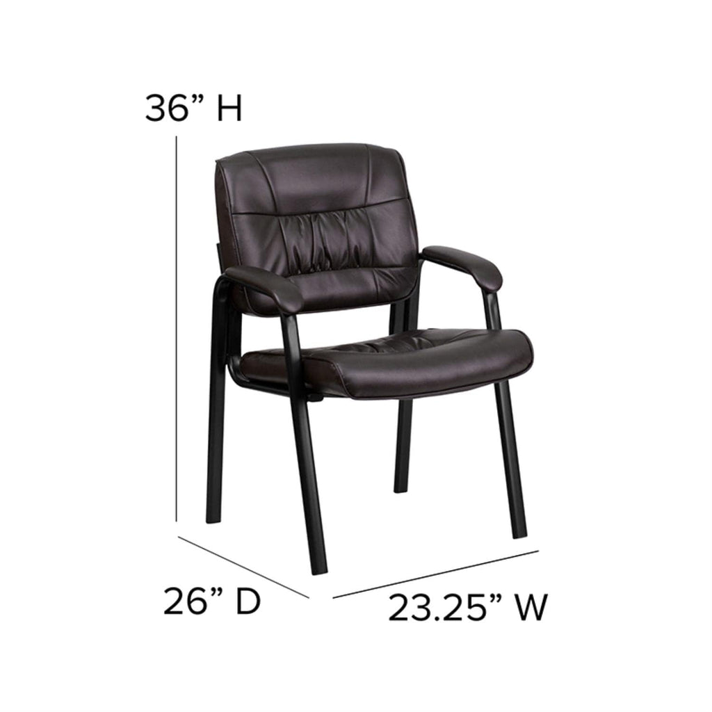 Flash Furniture Haeger Leathersoft Tufted Executive Reception Chair with Padded Armrests, Upholstered Side Chair for Living Room or Office, Brown