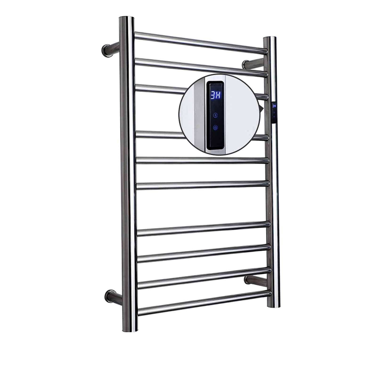 10-Bar Wall Mounted Towel Warmer, 88W Electric Heated Towel Rack for Bathroom Towel Heater Rail,Square Tube,Hardwired (Round Tube Plug in)