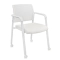 Clatina Mesh Back Guest Reception Stacking Chair with Wheels, Waiting Room Stackable Chairs with Upholstered Leather Seat & Ergonomic Lumbar