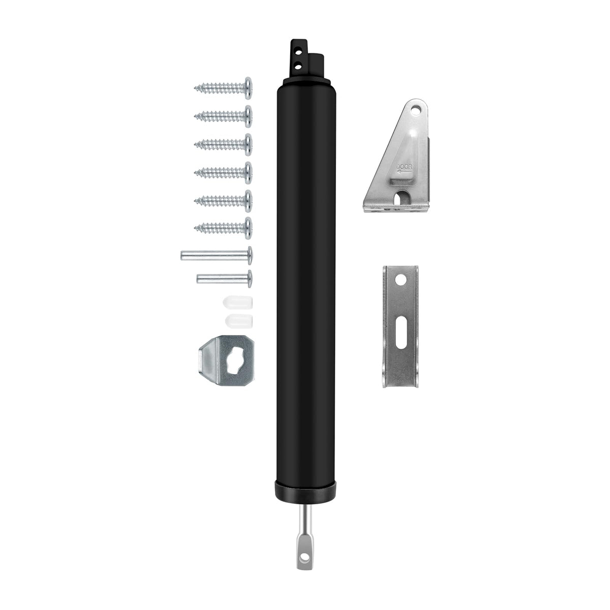 Screen and Storm Door Closer Kit, Heavy Duty Pneumatic Screen and Storm Door Closer, Screen and Storm Door Push Button Latch Set Replacement Kit, Adjust Smooth Closing Speed (Black)