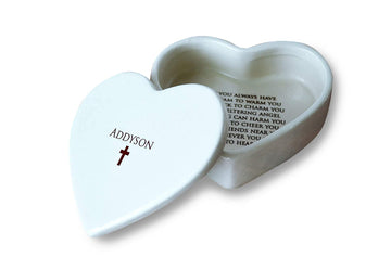 Susabella Personalized Ceramic Heart Keepsake Box - With Irish Blessing