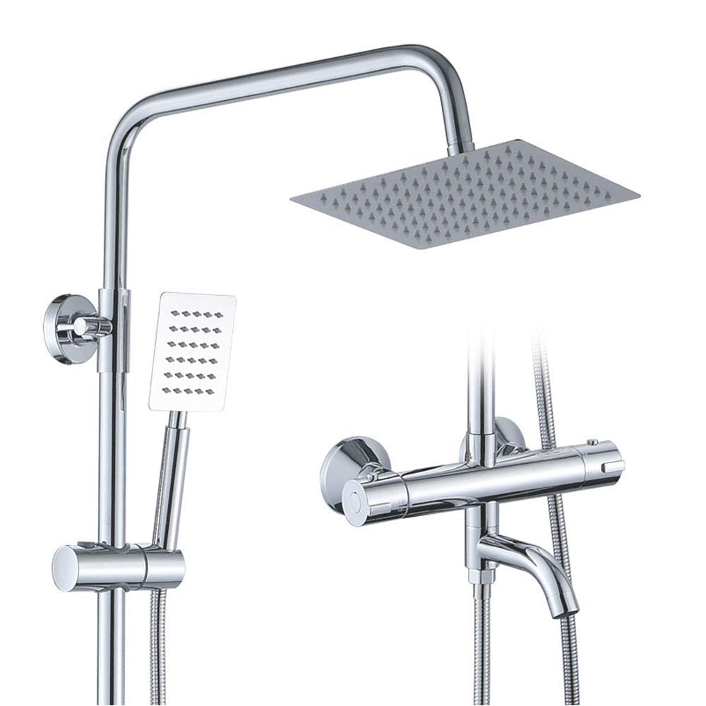 Shower Faucets Bathroom Thermostatic Shower Faucet Bath Shower Mixer Set Waterfall Rain Shower Head Set Bathtub Faucet Tap