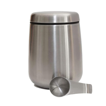 MEKBOK Coffee Canister,Airtight Stainless Steel Kitchen Food Storage Container with Date Tracker and Scoop for Grounds Coffee,Airtight Coffee Beans, Flour,Cereal,(18 OZ