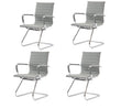 Cimota Waiting Room Chairs Leather Office Guest Chair Mid Back Reception Chairs with Sled Base for Meeting/patient/conference Room, Grey Set of 4