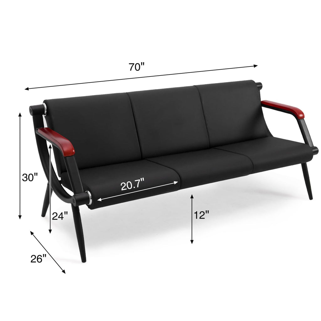 Wonline Waiting Room Bench, Office Furniture Reception Chairs with Arms, Leather Chairs Is Suitable for