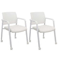 Clatina Stacking Office Chairs | Mesh Back, Thicken Leather Seat and Arms, Ergonomic Lumber Support | Guest Reception, Waiting, Conference,