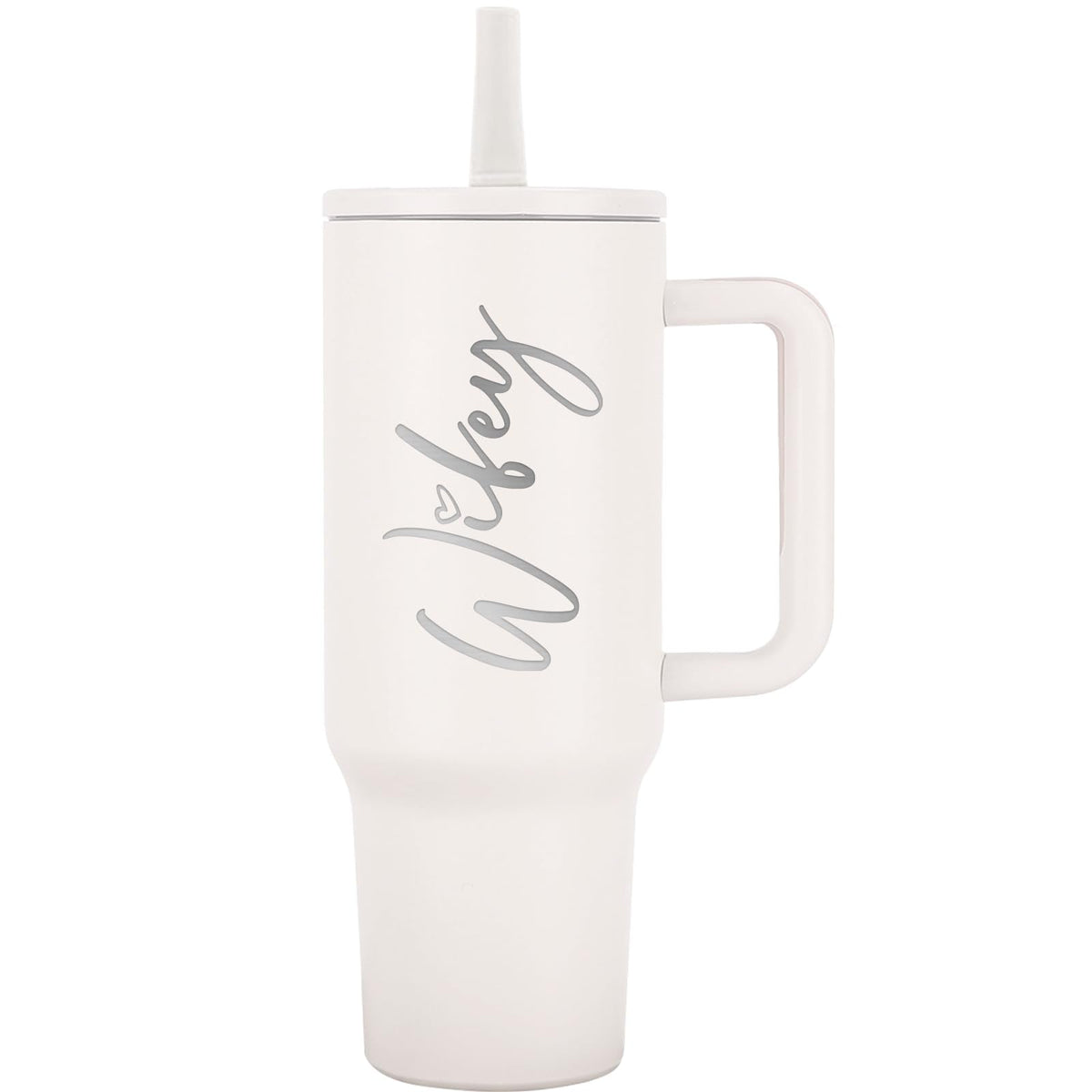 40oz Stainless Steel Insulated Tumbler with Handle and Straw - Wifey Cup - Perfect for Bride, Bachelorette, Wedding Bridal Shower Gifts