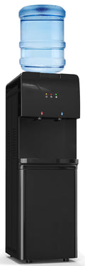 Tehanld Top Loading Water Cooler Dispenser Hot Cold & Cool Water Dispenser for 3 or 5 Gallon Bottles, Child Safety Lock, Simple Quite Design, Ideal for Home, Office, Living Room, Space Black