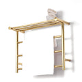 Towel Warmer, 304 Stainless Steel Heated Towel Rail Radiator Wall-Mounted Electric Towel Rack with Shelf for Bathroom, Gold, 3 Bars,Hard Wire