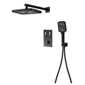 Black Shower Faucet Set Complete,Thermostatic Shower System With Rain Shower And Handheld,Wall Mounted Rainfall Shower Faucet Fixture Combo Set,Bathroom Mixer Shower Set