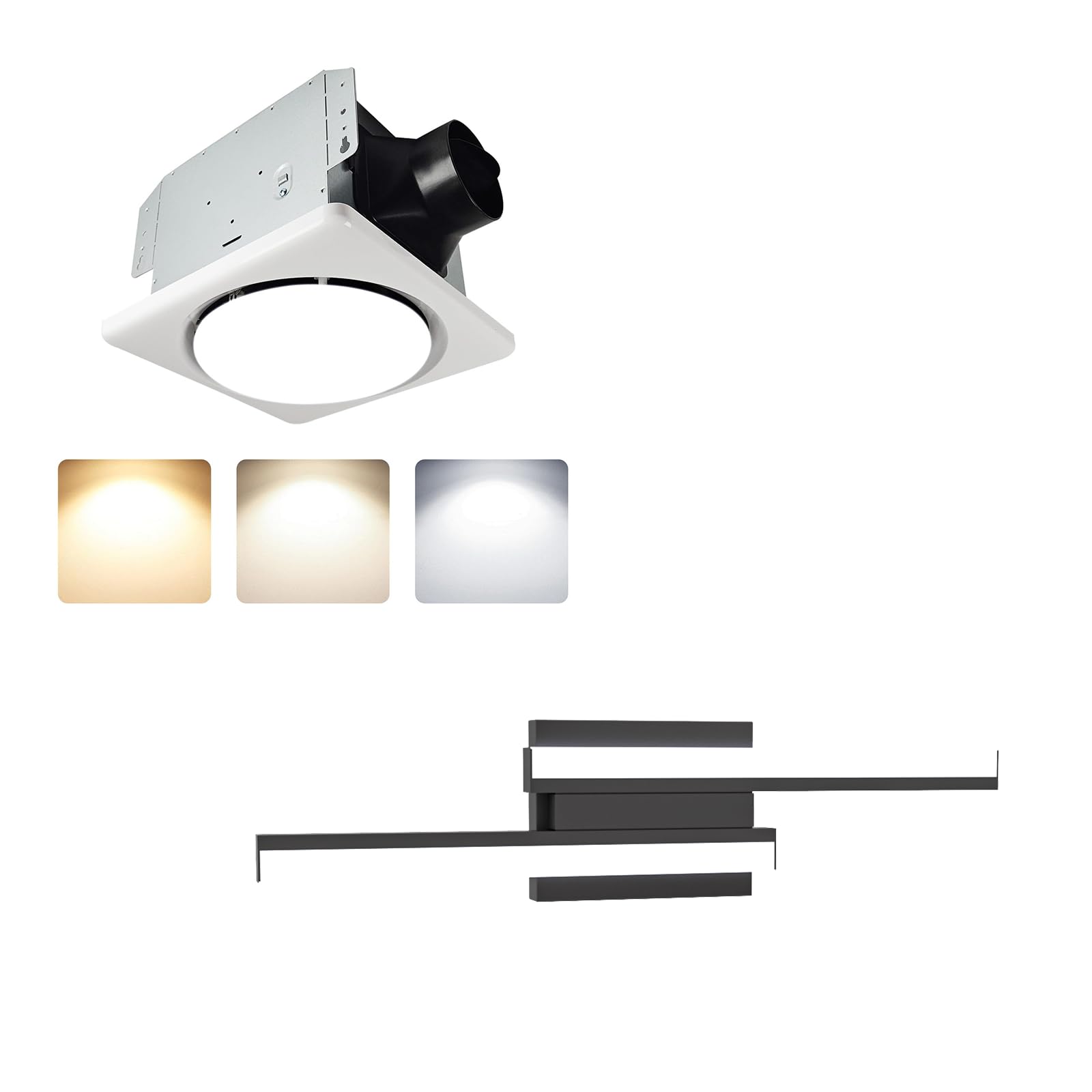 ETL 24 Bathroom Vanity Light Retractable &UL Bathroom Exhaust Fan with Light