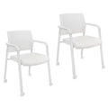 Clatina Mesh Back Guest Reception Stacking Chair with Wheels, Waiting Room Stackable Chairs with Upholstered Leather Seat & Ergonomic Lumbar