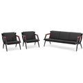 Wonline Office Waiting Room Chair Bench Set, Black Office Reception Guest Chair with Arms Matching Lobby Bench for Clinic, Hospital, Airport,