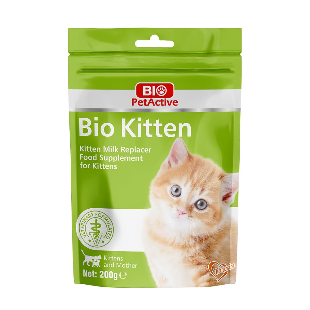 Bio Pet Active Kitten Milk Replacer - Easy-to-Digest Milk Powder with Vitamins, Minerals and Taurine for Kittens and Mothers, 7.05 oz