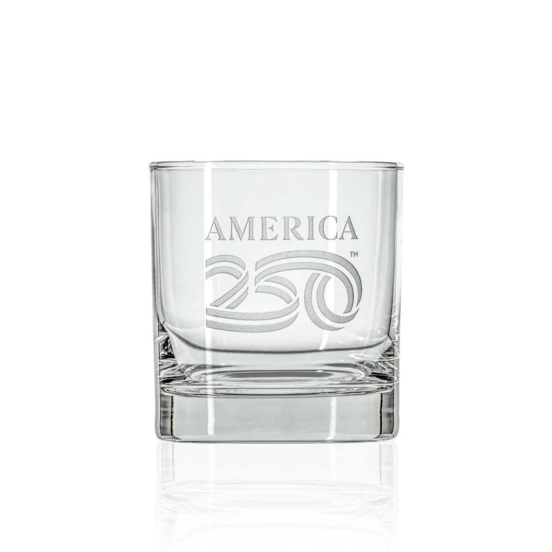 Rolf Glass 1776 10oz On the Rocks Whiskey Glass | America250™ Officially Licensed | America's 250th Anniversary Commemorative Glass | Made in the USA | Hand Engraved Logo | Packaged in Gift Box