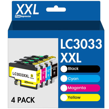 LC3033 BK/C/M/Y Ink Cartridges XXL Compatible for Brother LC3033 Ink Cartridges LC3033XXL LC3035 High Yield for Brother MFC-J995DW MFC-J805DW MFC-J815DW MFC-J995DWXL MFC-J805DWXL MFC-J815DWXL (4-Pack)