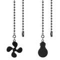 Ceiling Fan Pull Chain, 2 Pack Bulb & Fan Pull Chain Extension Ornaments,12 Inches Ball Beads Decorative Fan Pull Extenders with Connector for Ceiling Fan Light and Lamp (Black)