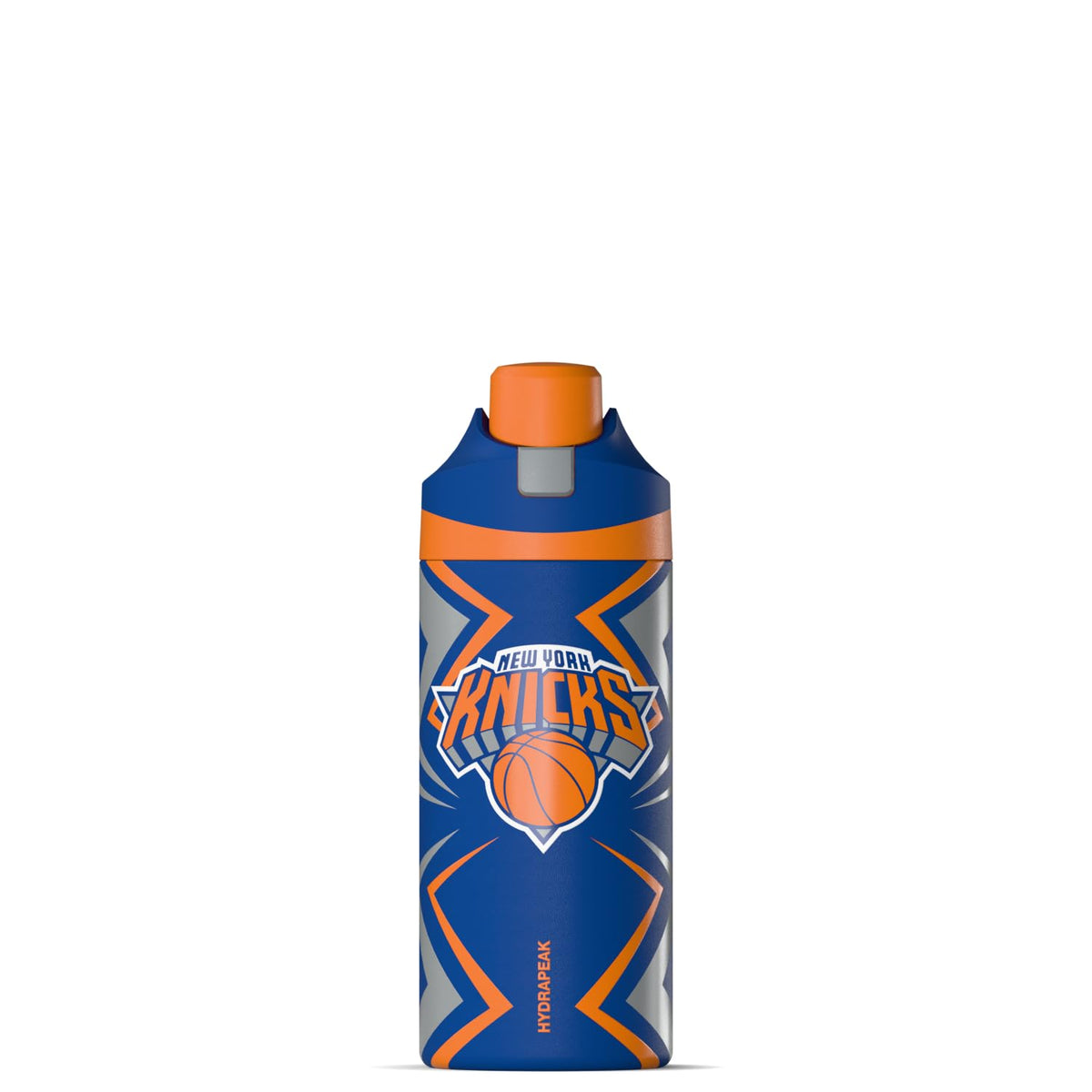 Hydrapeak NBA Officially Licensed New York Knicks 20oz Kids Stainless Steel Water Bottle with Push Button Chug Lid & Carry Handle, Leak Proof Double Wall Insulated