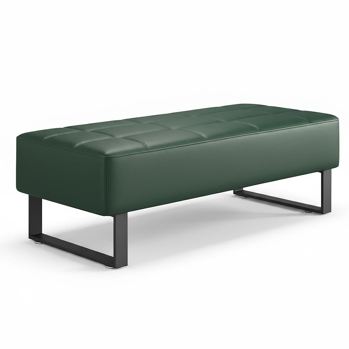 Brysj Waiting Room Bench Faux Leather Office Guest Chair Upholstered Lobby Furniture for Home Conference Room Beauty Salon Shop Barbershop