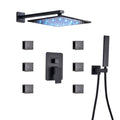 Matte Black LED Shower Faucet Set, LED Rain Shower, 3 Way Hot and Cold Mixer, Faucet Tub Shower Set