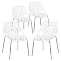 Bonnlo Modern Stackable Dining Chair 4 Pack, Stacking Outdoor Chairs, White, 4P