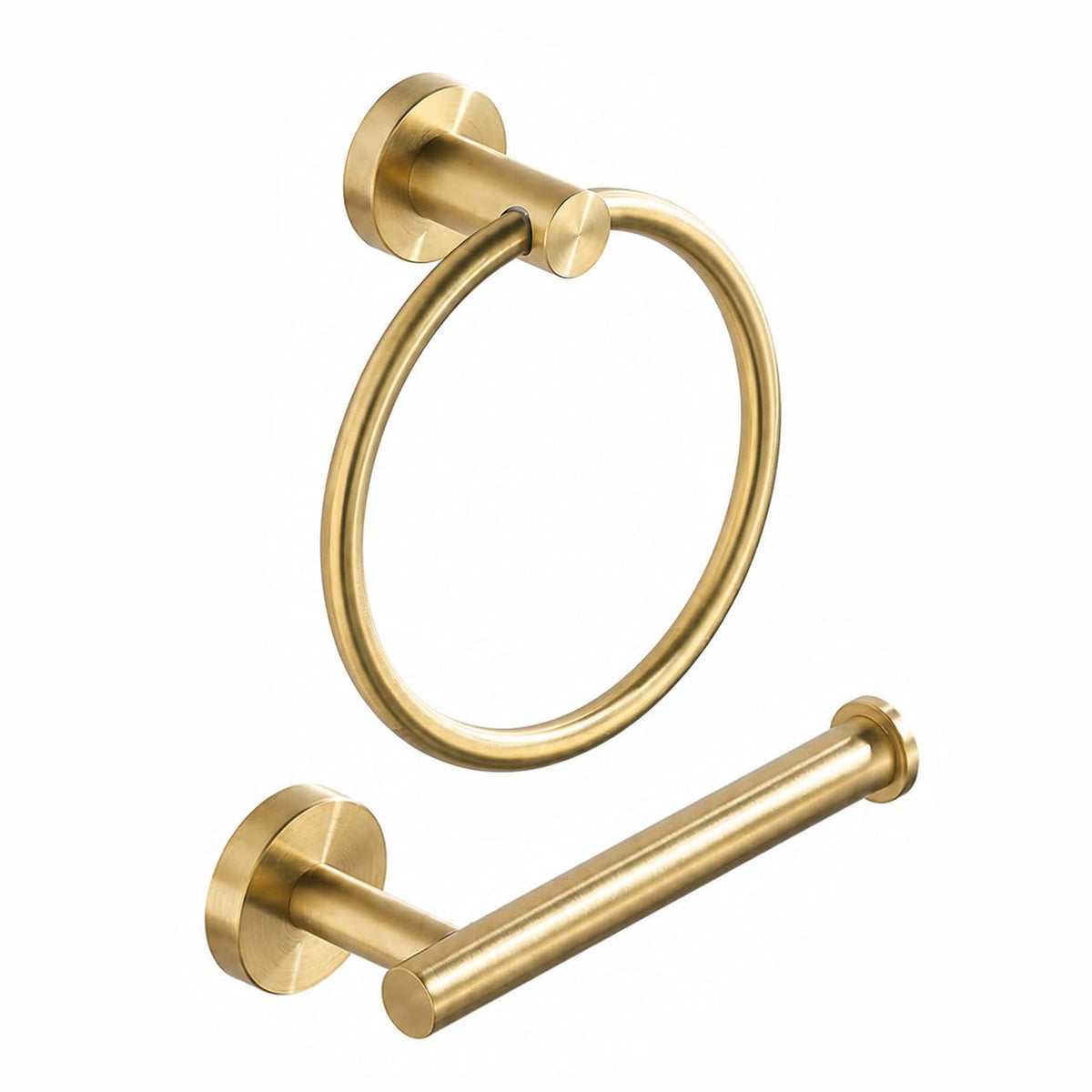 Toilet Paper Holder Towel Ring Brushed Gold Bathroom Hardware Hand Towel Holder Bathroom Accessories Set Wall Mount Stainless Steel 2 Pieces