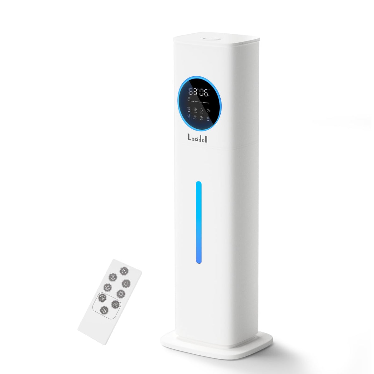 LACIDOLL 8L Humidifier for Bedroom with Night Light Diffuser, White | Large room coverage, quiet run, adjustable humidity, leak-proof top fill cool mist, perfect for home, baby & plants