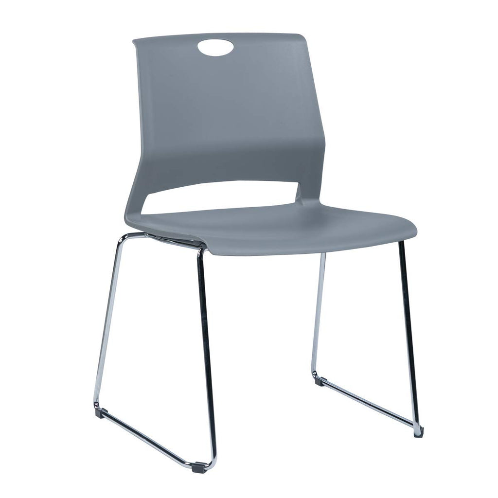 Sidanli Gray Stackable Chairs, Modern Waiting Room Chairs (set of 4), Large, Grey