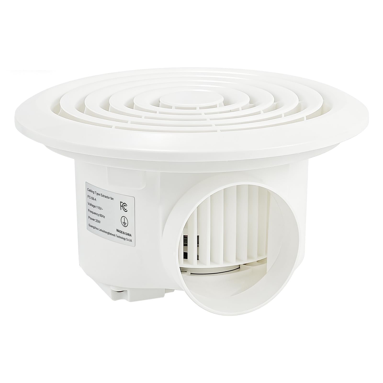 8 Inch Round Bathroom Exhaust Fan, Easy Install and Quiet Ceiling Exhaust Fan 110 CFM ,Through Wall Vent Fan, 1.0 Sones Ideal Ventilation for Bathroom,RV,Kitchen,Mobile Home
