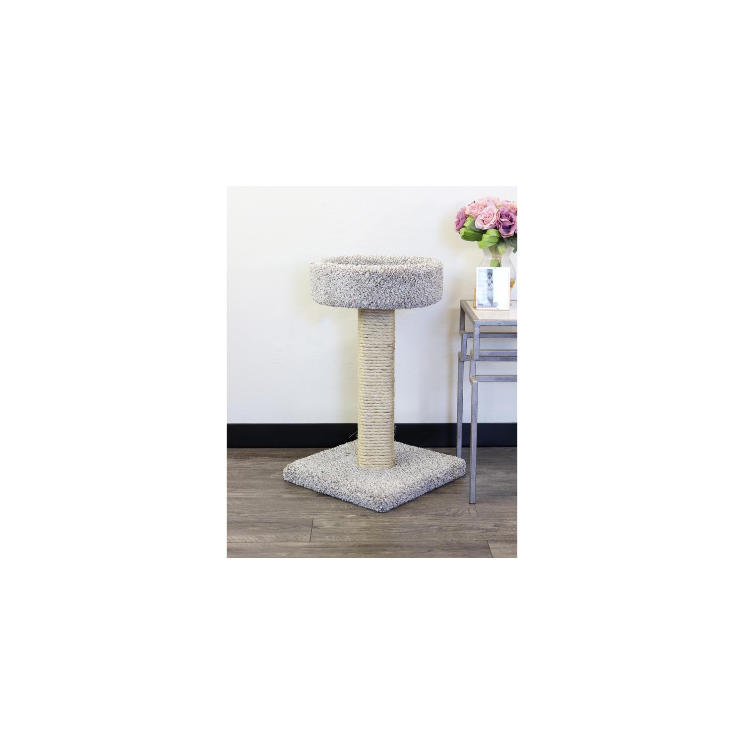 HomeStock Fresh Scratching Post with Sleeping Perch - 24" W x 12" D x 30" H, Durable Sisal Surface for Claw Care and Comfortable Top Perch for Cats to Rest, Blends Functionality with Cozy Design