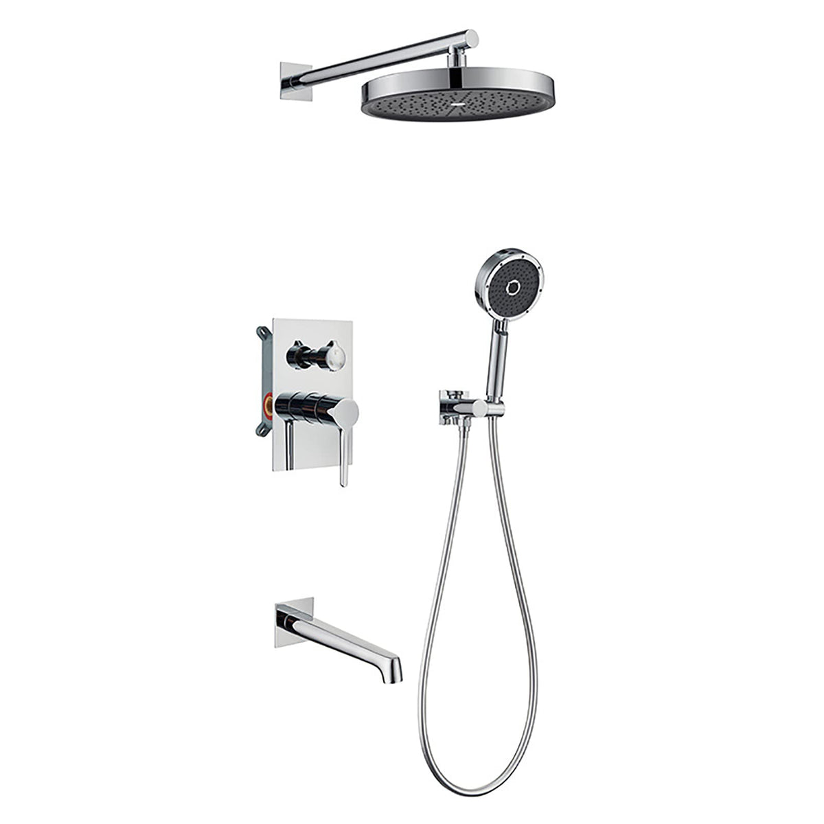 Rainfall Shower System Single Handle Hot and Cold Shower Faucet Set Wall-Mounted Rain Mixer Shower Combo Set 3-Ways Shower Fixture with Rain Shower He,for Bathroom