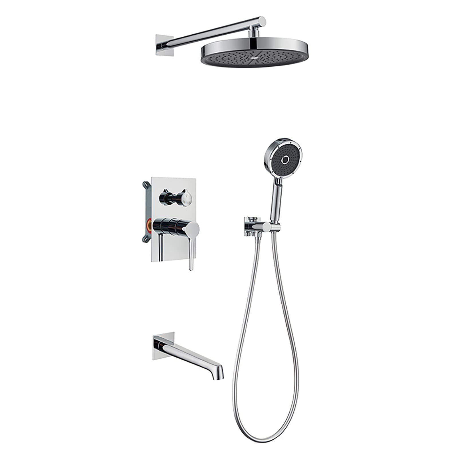 Rainfall Shower System Single Handle Hot and Cold Shower Faucet Set Wall-Mounted Rain Mixer Shower Combo Set 3-Ways Shower Fixture with Rain Shower He,for Bathroom