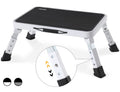 Double Elite 3 Levels Adjustable Folding One Step Stool, Safer Metal Step Stools for Adults/seniors, Heavy Duty Small Foldable Kitchen Stepping