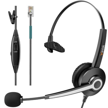 Phone Headsets for Office Phones, Corded Telephone Headset Mono w/Noise Canceling Mic - Headset for Phones Landline Office Compatible with Polycom Plantronics Nortel Toshiba Mitel ShoreTel
