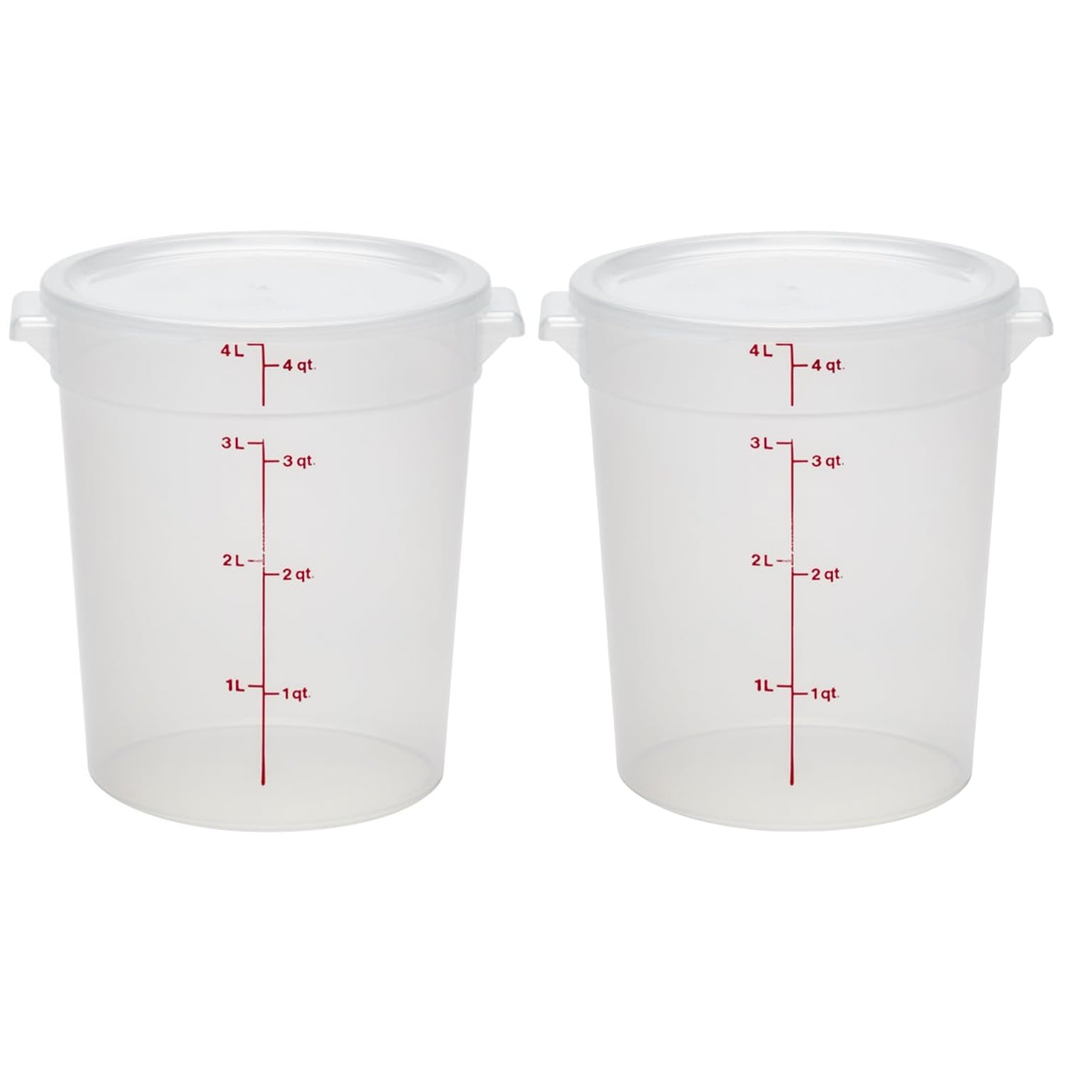 Cambro Food Storage Containers with Lids (BPA-Free) - 4 Quart - Food Grade Buckets with Lids (2 Pack) - For Dough Proofing and Brining (Translucent)