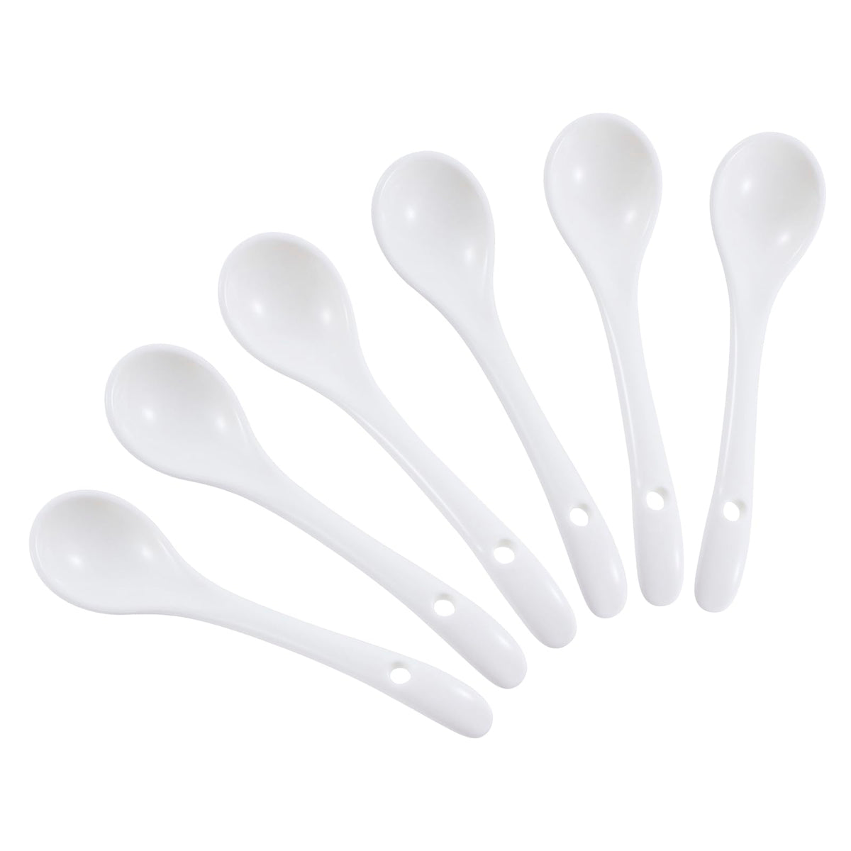 6-Pack Small Porcelain Salt & Spice Spoons, Traditional White Condiment Spoons – 11cm(4.4inch)