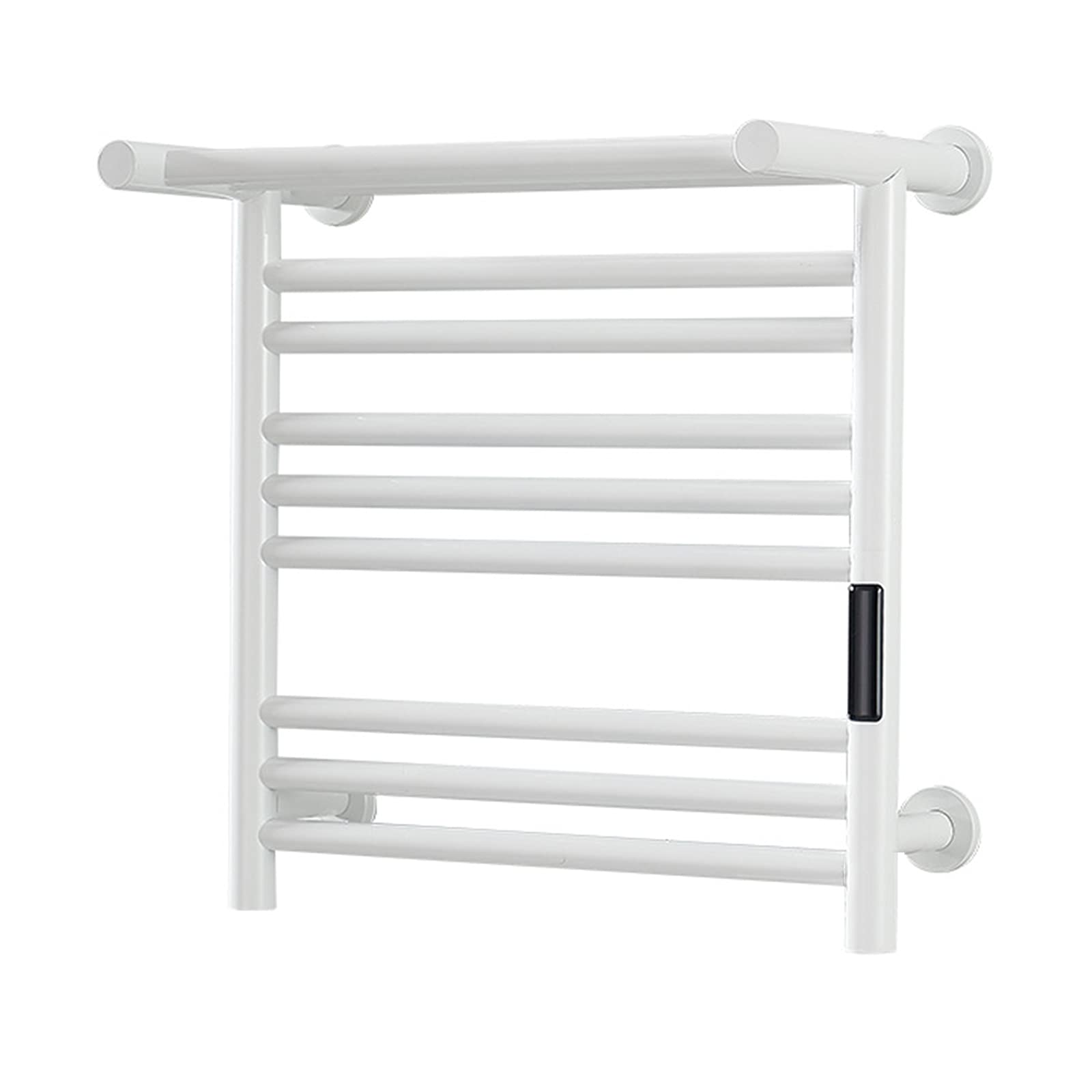 Towel Warmer Drying Rack with Timer, Bathroom Wall Mounted Electric Heater Towel Rack, 8 Bar Heating Towel Rail with Top Shelf, 304 Stainless Steel White Finish, 500X500x240mm,Hardwired (Plug in)