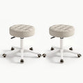 Small Chair Round Rolling Stool with Wheels Pu Leather Height Adjustable Swivel Drafting Work Spa Salon Stools Home Office Chair,6 Pack