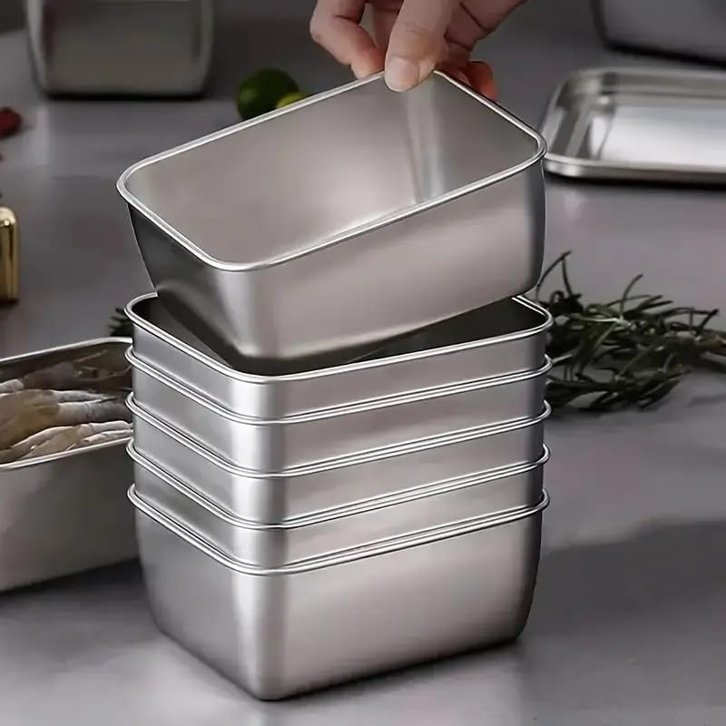 6pcs Stainless Steel Stacking Food Containers with Lids, Reusable Snack & Prep Containers for Office, sp-00018