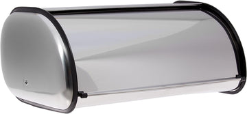 HOME IT Stainless Steel Bread Box for Kitchen Countertop, Large Bread Storage Bin with Roll Top Lid, Keeper for Loaf, Bagels & Pastries, Metal, 16.5 x 10 x 8 Inch