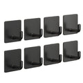 Adhesive Hooks for Hanging, Self-Adhesive Wall Hook for Key Hat Coat, No Drill Stick on Bathroom Towel Hooks, Shower Kitchen Door Home Outdoor 8 Pack, Black