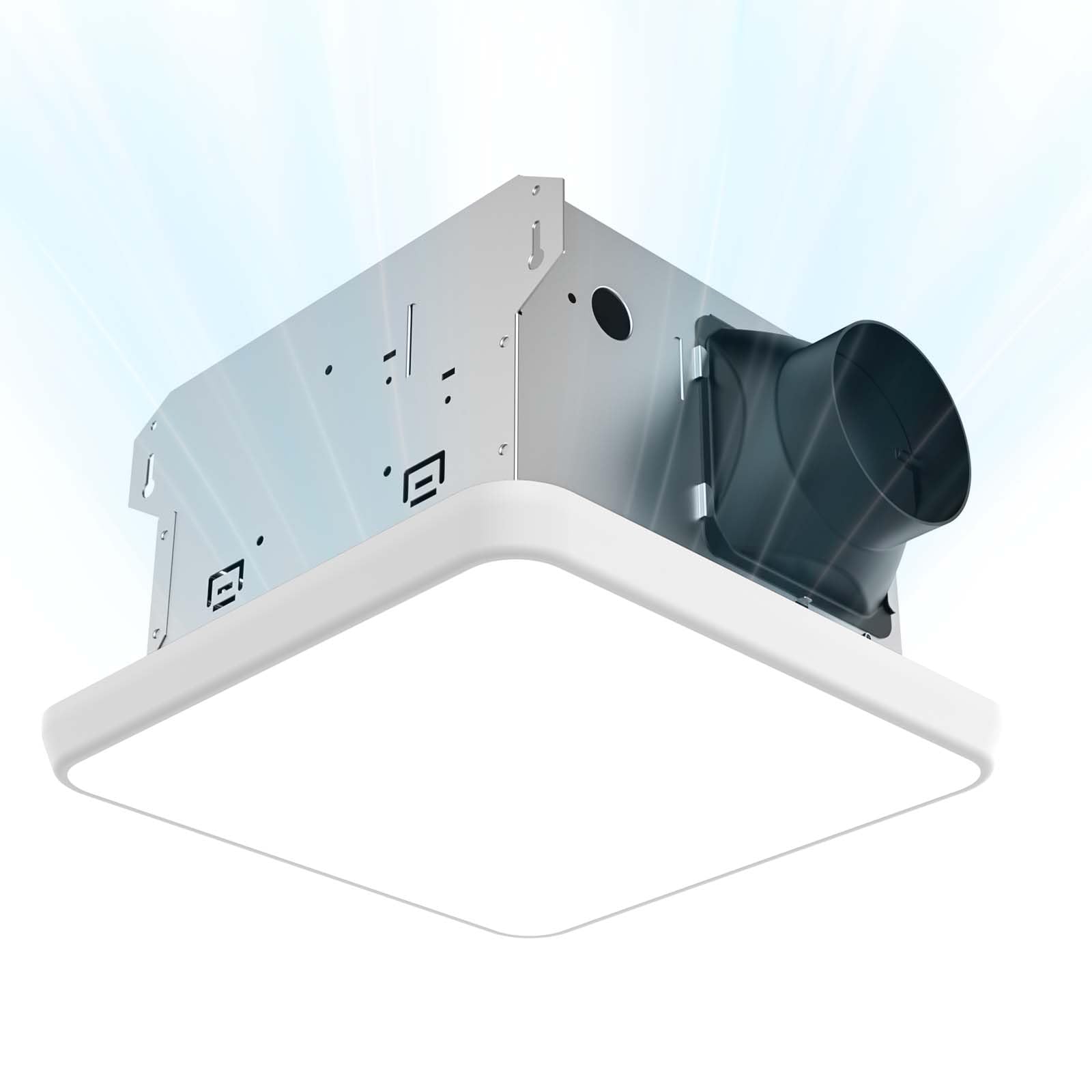 Fitop Bathroom Exhaust Fan with Light, Ultra Quiet 100 CFM Ceiling Vent Fan for Shower Bathrooms, 1.0 Sones, 1300LM LED Light with Nightlight & 3CCT, No Attic Access Install, ETL & FCC Listed–White