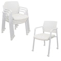Clatina Stacking Office Chairs with Wheels | Mesh Back, Thicken Leather Seat and Streamline Armrests, Ergonomic Lumber Support | School, Desk,