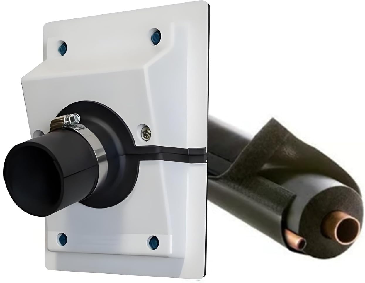 HVAC Wall Penetration & Line-Set Cover Kit, Split AC Line-Set Wall Cover Kit with A Soft Gasket, HVAC Walls Penetration Cover for Indoor & Outdoor Air Conditioner (White + insulated fabric)